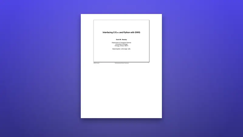 Interfacing C/C++ and Python with SWIG — Free PDF — PDF cover