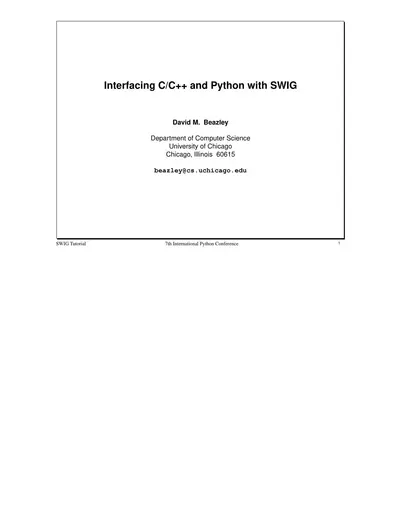 Cover of the Interfacing C/C++ and Python with SWIG PDF