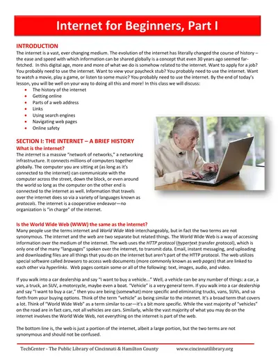 Internet for Beginners - Part I — free PDF cover