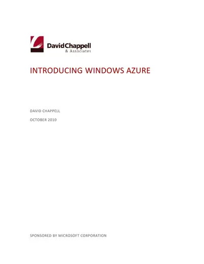 Cover of the Introducing Windows Azure PDF