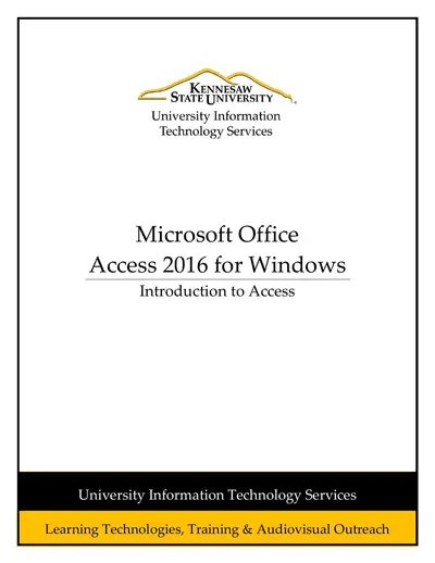 Cover of the Introduction to Access 2016 PDF