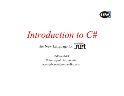 Introduction to CSharp (C#) — free PDF cover