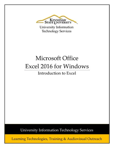Cover of the Introduction to Excel 2016 PDF