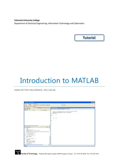 Cover of the Introduction to MATLAB PDF
