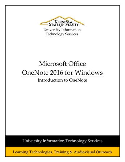 Introduction to OneNote 2016 — free PDF cover
