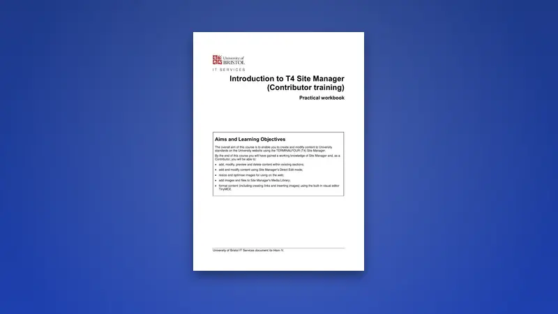 PDF Introduction to T4 Site Manager — PDF cover