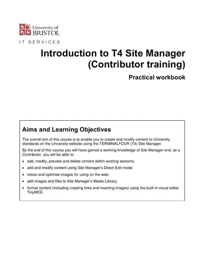 Cover of the Introduction to T4 Site Manager PDF