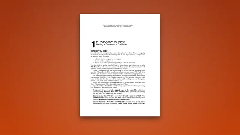PDF Introduction to Word 2013 Tutorial — PDF cover