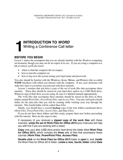 Cover of the Introduction to Word 2013 tutorial PDF