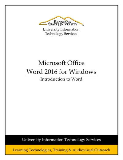 Cover of the Introduction to Word 2016 PDF