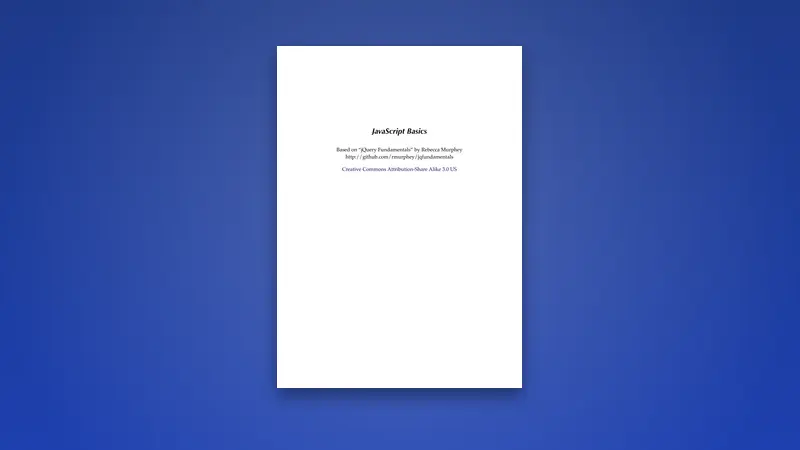 JavaScript Basics PDF: A Comprehensive Guide for Beginners — PDF cover
