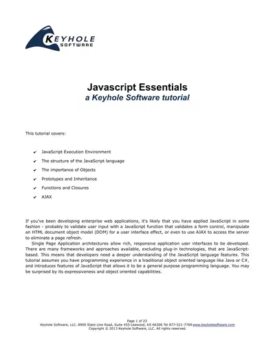 Cover of the Javascript Essentials PDF