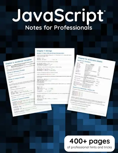 JavaScript Notes for Professionals book — free PDF cover