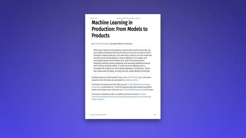 Machine Learning in Production: From Models to Products - PDF — PDF cover