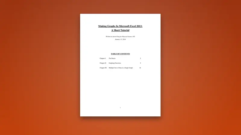 Making Graphs in Microsoft Excel 2013 — Free PDF — PDF cover