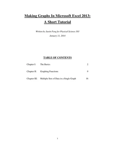 Cover of the Making Graphs In Microsoft Excel 2013 PDF