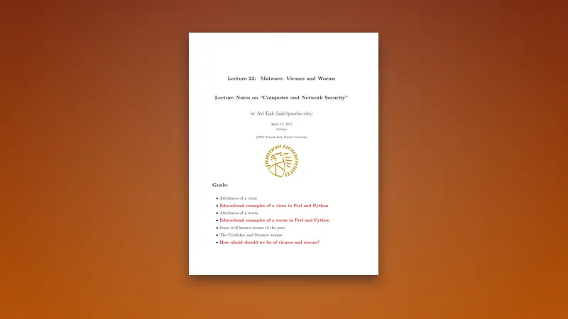 Malware PDF: Viruses and Worms — Anatomy and Defenses — PDF cover