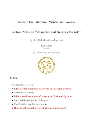 Cover of the Malware: Viruses and Worms PDF