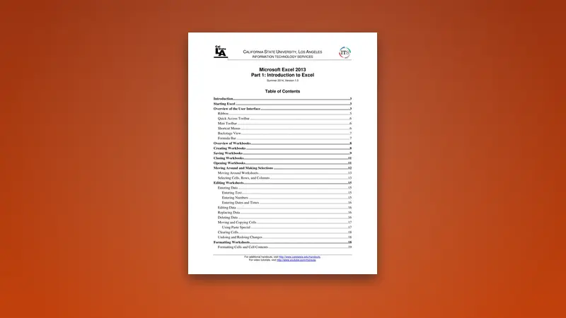 Microsoft Excel 2013 Part 1 PDF: Introduction — PDF cover