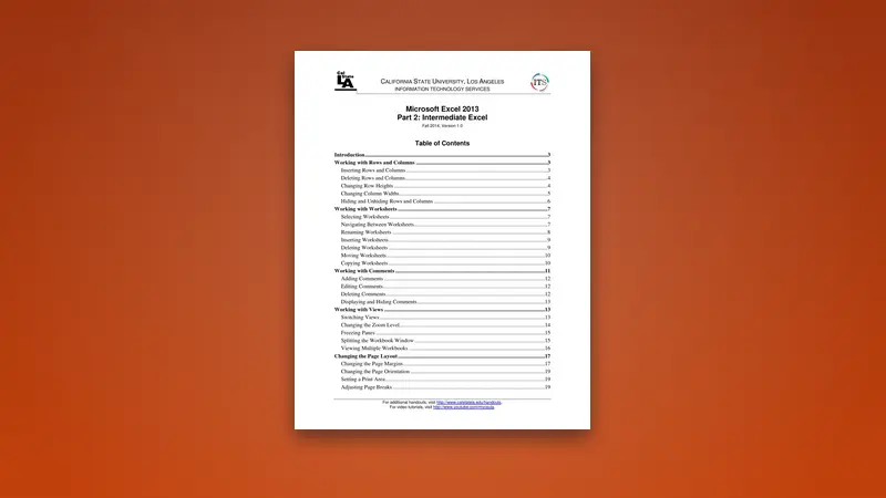 Microsoft Excel 2013 Part 2 PDF: Intermediate — PDF cover