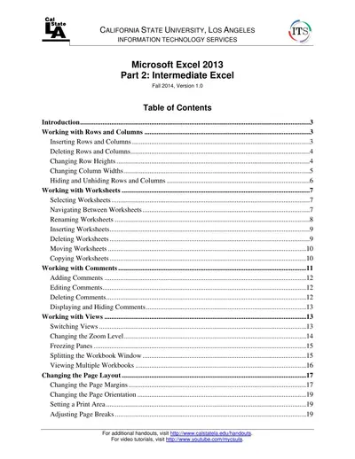 Cover of the Microsoft Excel 2013 Part 2: Intermediate PDF