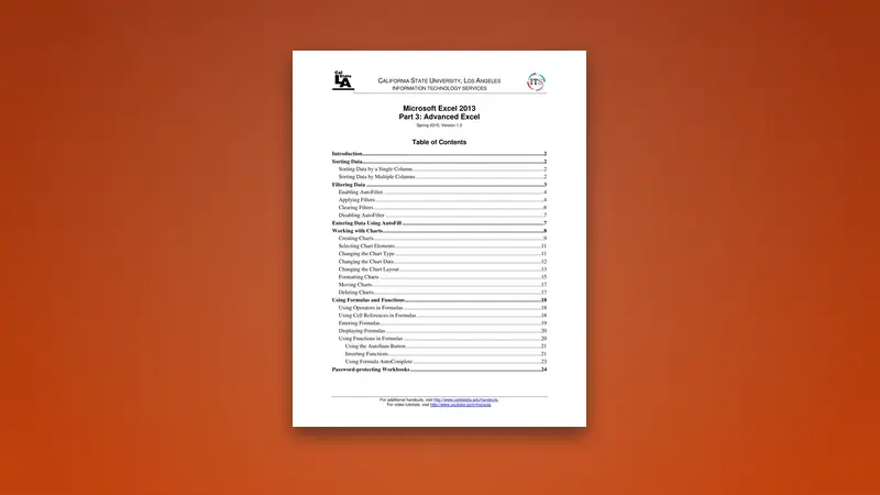 Microsoft Excel 2013 Part 3 PDF: Advanced — PDF cover