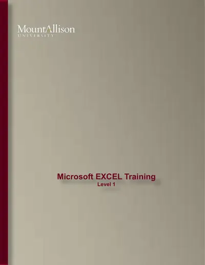 Cover of the Microsoft EXCEL Training Level 1 PDF