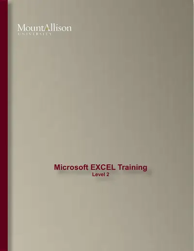 Cover of the Microsoft EXCEL Training Level 2 PDF