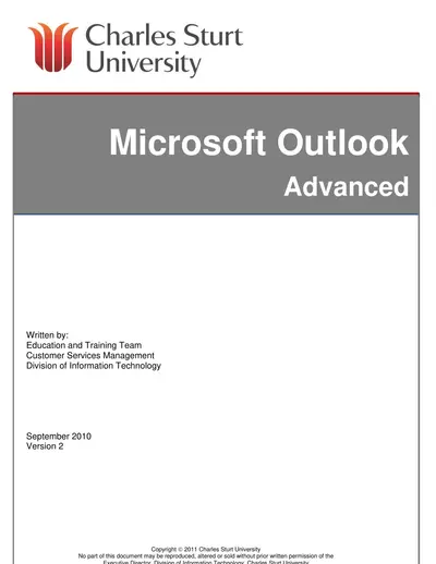 Microsoft Outlook Advanced — free PDF cover