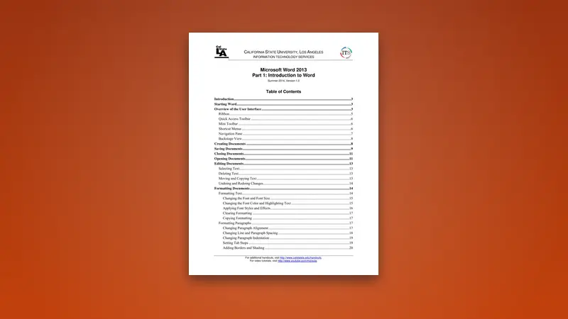 Microsoft Word 2013 Part 1 PDF: Introduction — PDF cover