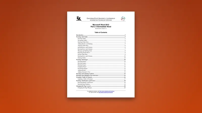 Microsoft Word 2013 Part 2 PDF: Intermediate — PDF cover