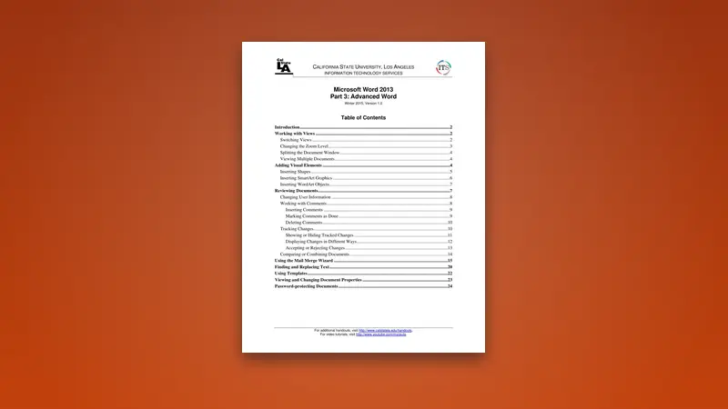 Microsoft Word 2013 Part 3 PDF: Advanced — PDF cover