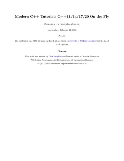 Cover of the Modern C++ Tutorial PDF