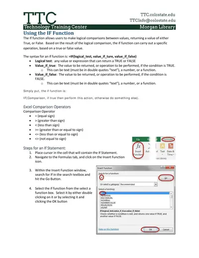 Cover of the MS Excel Using the IF Function PDF