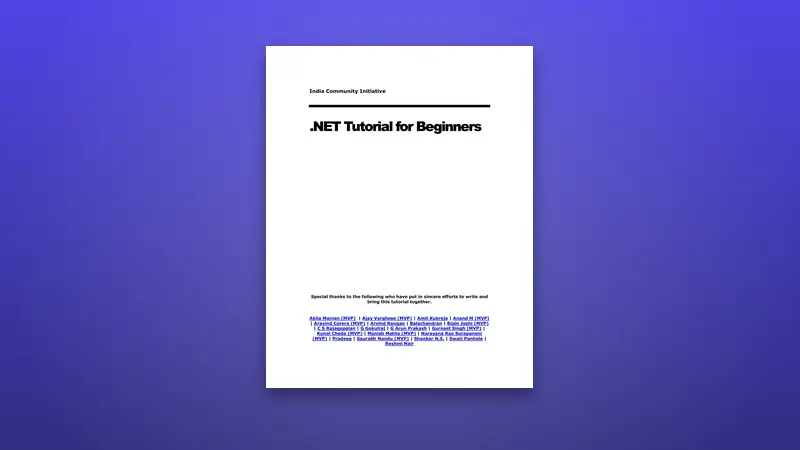 .NET Tutorial for Beginners PDF — Learn Core Skills — PDF cover
