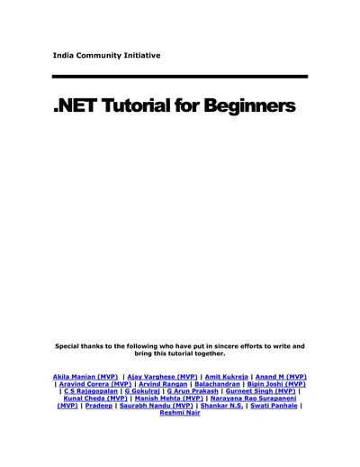 Cover of the .NET Tutorial for Beginners PDF