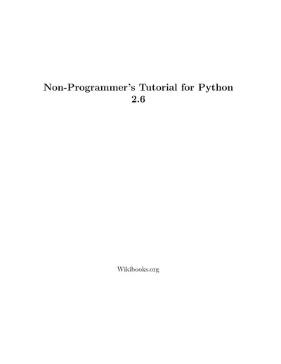 Cover of the Non-Programmer’s Tutorial for Python PDF