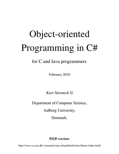 Cover of the Object-oriented Programming in C# PDF