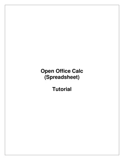 Cover of the Open Office Calc (Spreadsheet) PDF