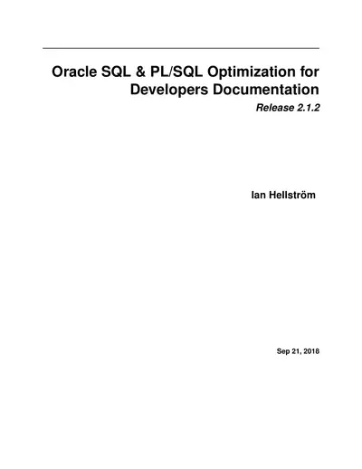 Cover of the Oracle SQL & PL/SQL Optimization for Developers PDF