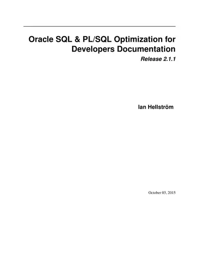 Cover of the Oracle SQL & PL/SQL Optimization PDF
