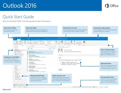 Outlook 2016 - Quick Start Guide — free PDF cover