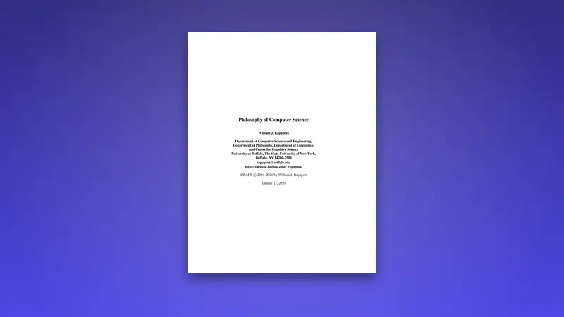 Philosophy of Computer Science — Free PDF — PDF cover