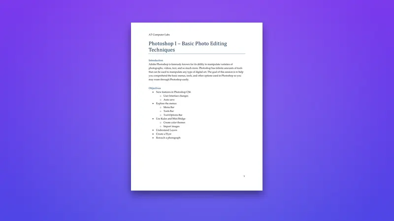 Photoshop Basic Photo Editing PDF: Master Essential Skills — PDF cover