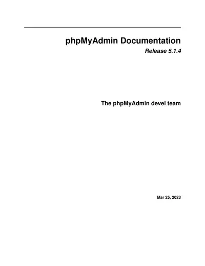 Cover of the phpMyAdmin Documentation PDF