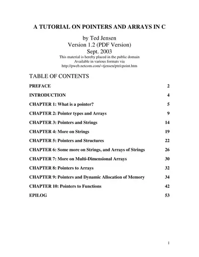 Cover of the Pointers and arrays in C language PDF