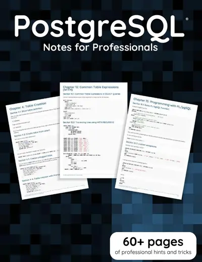 Cover of the PostgreSQL Notes for Professionals book PDF