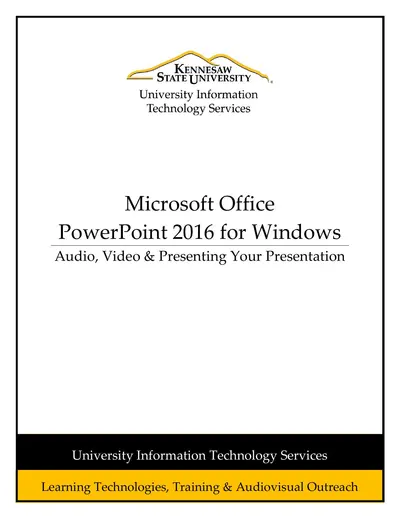 PowerPoint 2016 - Audio, Video & Presenting Your Presentation — free PDF cover