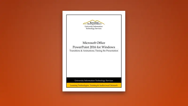PowerPoint 2016 PDF: Transitions, Animations & Timing — PDF cover