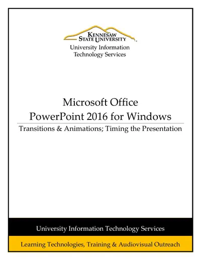PowerPoint 2016 - Transitions & Animations; Timing the Presentation — free PDF cover